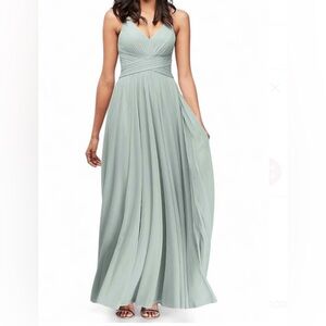 David’s bridal sage green chiffon maxi racerback formal dress 2 long gown prom